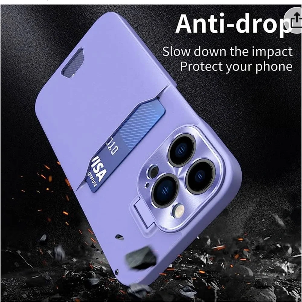 HPHRE for iPhone 14 Pro Max Case with Card Holder and Metal Stand,
